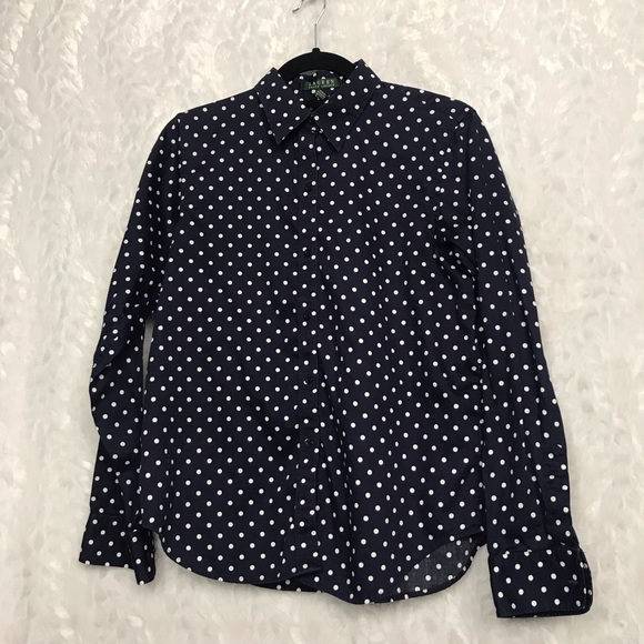 Lauren Ralph Lauren Tops - ❌SOLD❌Lauren Ralph Lauren Navy Blue Polka Dotted